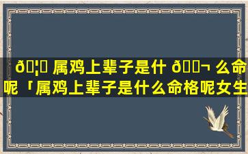 🦈 属鸡上辈子是什 🐬 么命格呢「属鸡上辈子是什么命格呢女生」